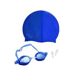 Lente natación con gorra silicona azul